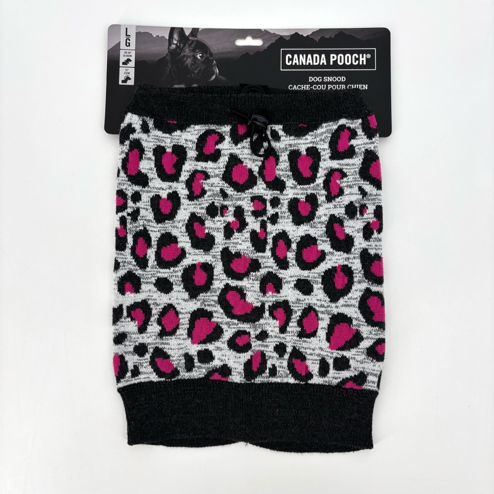 Canada Pooch NWT Pink Leopard Print Knit Dog Snood, Large